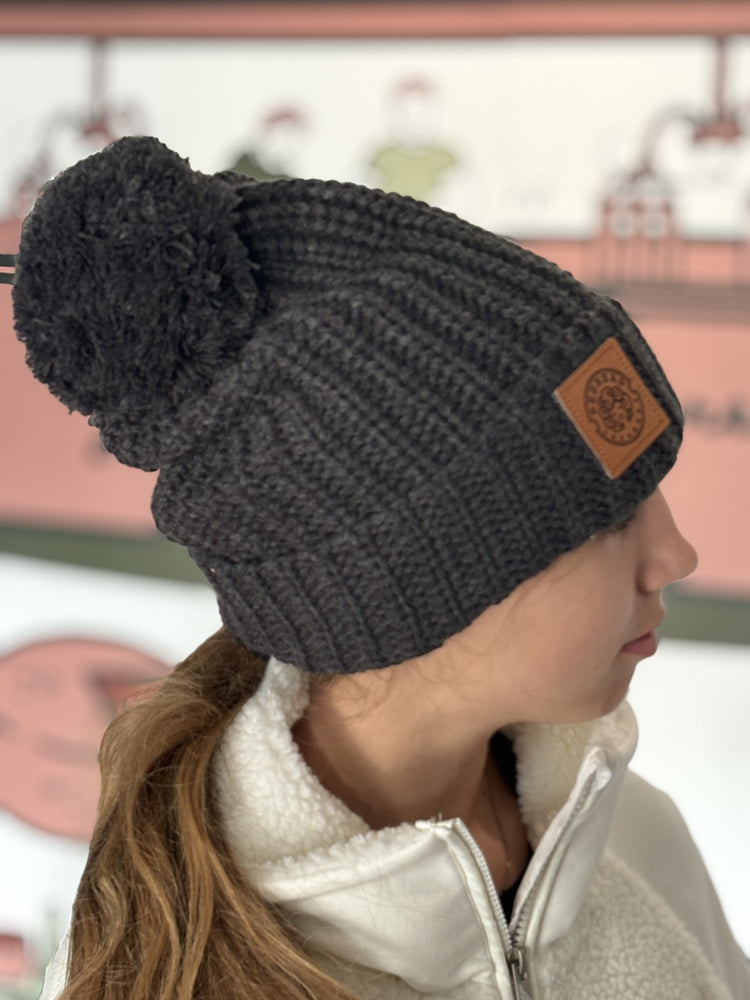 Redhead Creamery Charcoal Pom Beanie