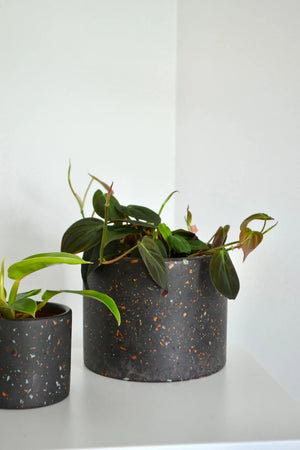 indoor terrazzo planter Planter-Charcoal mixed colorful terrazzo chip